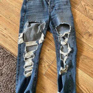 Hollister SUPER distressed Mom jeans